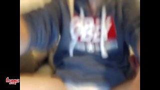 Blonde tranny plays with her hard raging boner