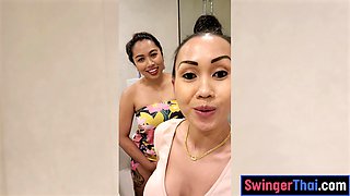 Thai mommy girlfriends lesbian shower fun