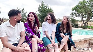 Femme fatale fiancée's group sex