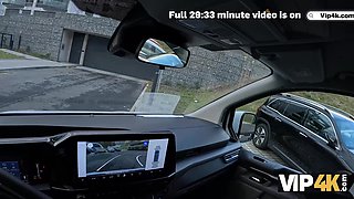 VIP4K. Sexy athlete Sakura Hell fucks a stranger in a car in front of her BF