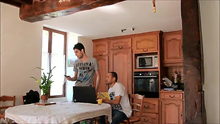 Two Young Men Meet a Mature Woman Online and Have Sex with Her in the Living Room