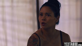 Stepson cheers up sad Asian wife stepmom