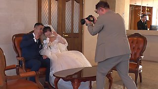 Japanese Babe bride taking photo shoot & end up having sex with a stranger