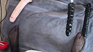 Solo stroke in tight stockings