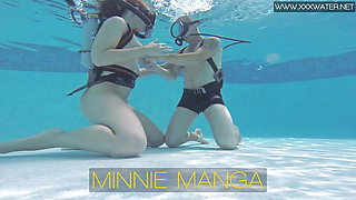 Minnie Manga eats huge cock underwater