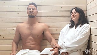 Trans Angel Seduces the Guy To Fuck With Her In Sauna