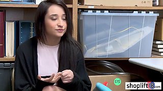 Bad policeman set up necklace to sexy brunette teen