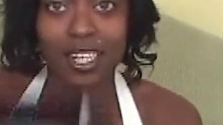 Ebony Amateur Spreads Wide for White Cock