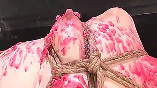 Restrained Japanese Wife Gets Her Body Covered In Hot Wax