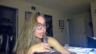 Tiny blonde teen porks her pussy with toys