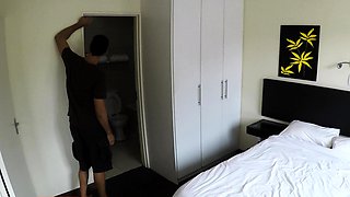 Chubby Ebony BBW maid gagged and fucked