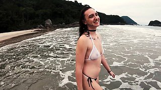 Sheer bikini, bikini, public beach