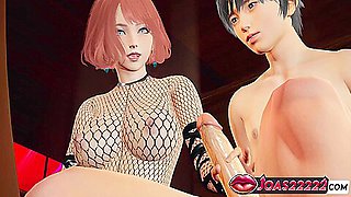 Car Toon - Redhead Haylee Wears A Bdsm Fishnet Bodysuit At The Club In 3d Animation - Handjob Near, Big Dick Stroking, Sloppy Blowjob