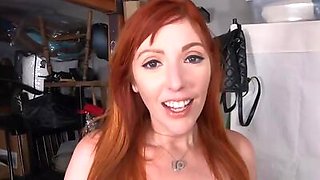 Curvy redhead stepmom blowing POV dick during taboo sex