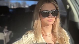 Blonde Babe Driving Around Like a Slut in Car