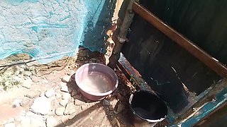 Hot African Ebony Girl Gets Soapy Outdoor Shower Fuck