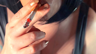 The Beautiful Goth Tina Snua Loves To Dress Up & Smoke For Her Smoking Fans! - Spandex BBW Shiny Smoker