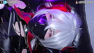 Asian CD Bondage and vibed in latex