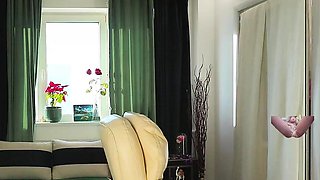 Hot babe with perfect big boobs taking shower