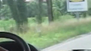 She Sucks His Cock While Driving and Then Gets Fucked in the Camper