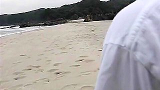 Asian doll has sex on the beach