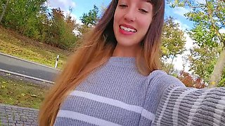Kinky German Teen Layla Von Hohensee Deep Throat Cum Swallow in Public Toilet