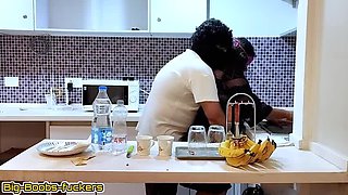 Big Ass Indian Wife Sucks Husband's Cock in Kitchen - Deep Throat Blowjob & Doggy Style
