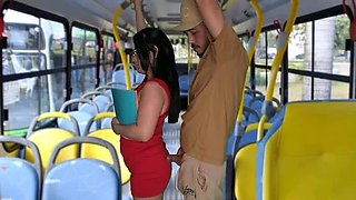Hot Latina Teen Groped on Bus - Public Handjob & Big Cock Fun