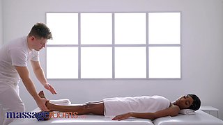 Gorgeous British ebony beauty Asia Rae is soaked in oil romantic sex