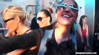 Party girls have fun in club