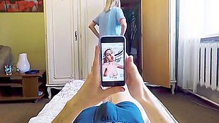 Naughty Sister Has Fun With Her Brother And Helps Him To Cum Until Mom Sees!