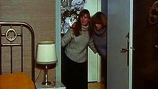 Blonde milf housewife having group sex in a kitchen