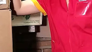 Amateur Latina teens get rough with boss in warehouse