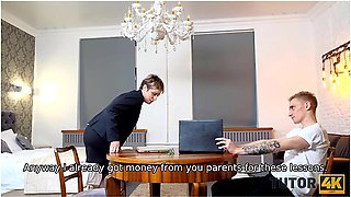 Happy Guy Finally Achieved His Ambition To Fuck Literature Tutor With Martin Spell And Janine Hard