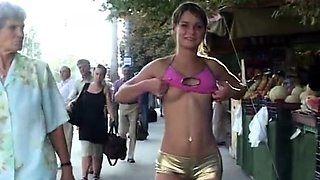 Busty amateur blonde banged in public outdoor