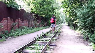 Lucky hung nerd meets a sexy teen pussy while hiking