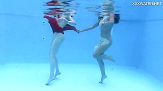 Glamorous Anastasia Ocean and Marfa - very hot brunette smut - Underwater Show