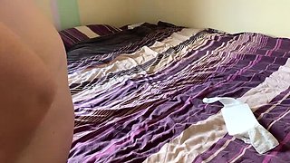 Beautiful Brunette Wife in White Fishnet Stockings Shows Off Shaved Oiled Pussy and Cameltoe - Homemade Solo Fingering