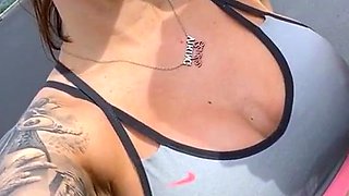 Blonde temptress getting her ass hole finger teased outdoor