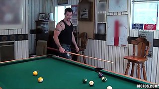 Gang of chicks turn a game of pool into a fucking orgy