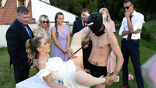 Real cuckold sex in the backyard during wedding ceremony along with family