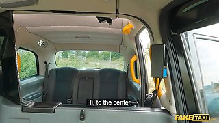 Faux cab red haired with big natural boobs and a stunning big Ass Fucked in a taxi