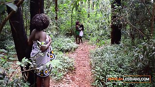 Black Ebony African Teens Strolling Down The Jungle Run Into Big Tits Milf Hungry For Fresh Pussy To Lick And Eat