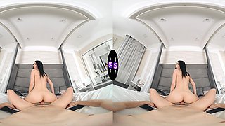 Virtual reality sex with a gorgeous brunette teen Jasmine Jayne on the bed
