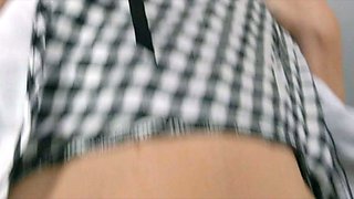 Amateur blowjob by busty brunette in black bra panties