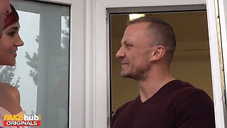 Fakehub - indian desi hot wife cougar filmed by cuckold husband taking cheating married mans thick boner in her wet furry sumptuous chocolate-colored vagina and riding, deepthroat, doggie-style, missionary to ejaculation and facial from handjob