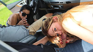 Sloppy Blowjobs & Outdoor Doggy Pounding With Brunette & Blonde Babes