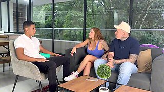 Sara Blonde Humiliates Cuckold with Big Cock Psychologist - Rough Threesome & Cum Swallowing