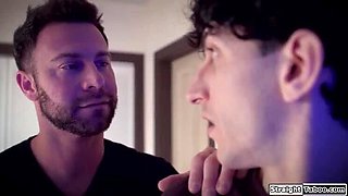 Stepdad Blowjob Threesome with Stepdaughters GF and Step Son Joins Anal