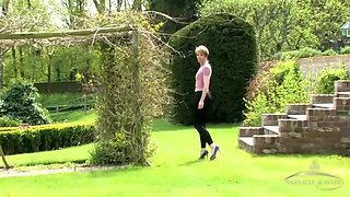 Hairy Maria has fun in nature and the pool